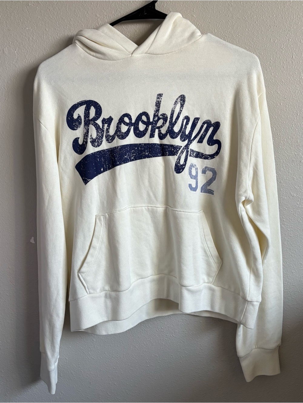 Full Tilt Brooklyn Hooded Sweatshirt Cream Medium Cozy Casual Everyday Hoodie
